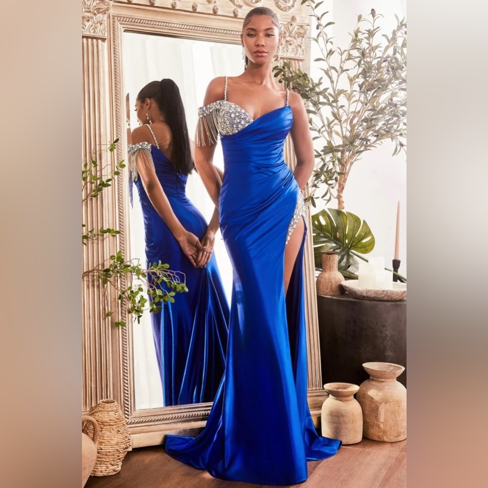 Royal Blue Embellished Evening Gown
